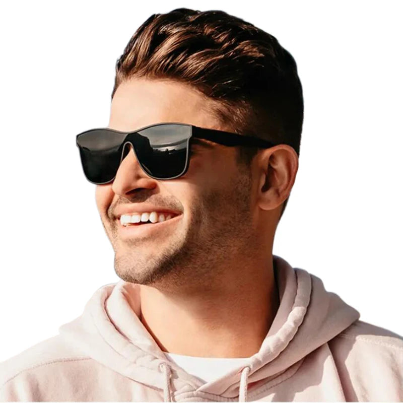 Brand Designer Oversized One-Piece Polarized Luxury Square Sunglasses for Women and Men Custom LOGO PC Frame