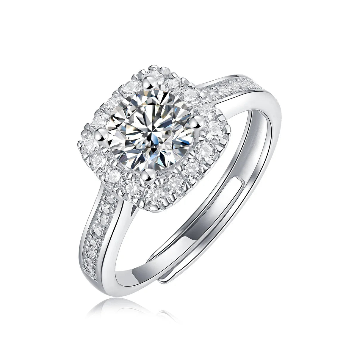 S925 Ladies Flower Rings Moissanite Adjustable Counterpart Advanced Rings Design