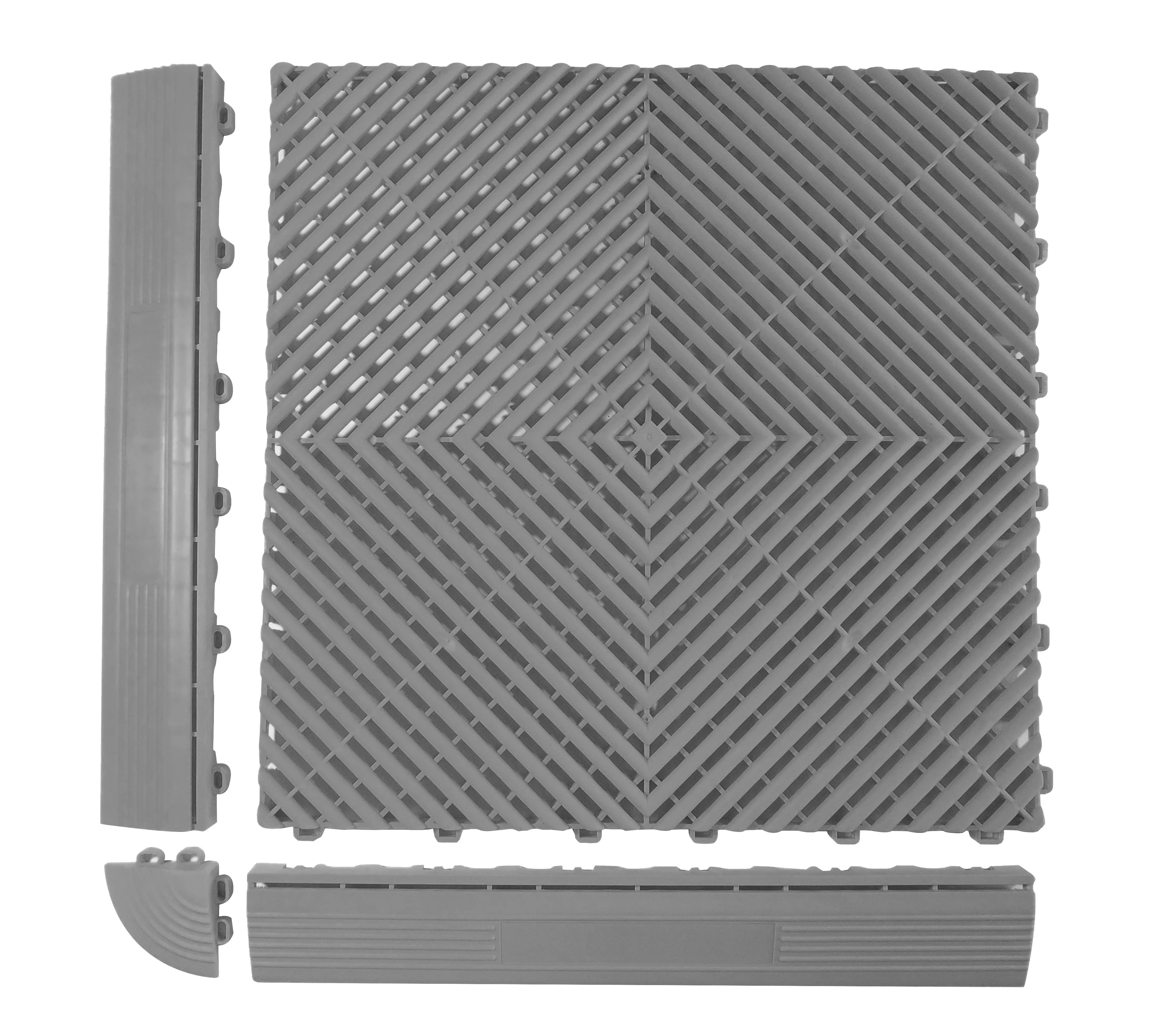 Plastic Modular PP Anti-Slip Modern Garage Floor Tiles with Graphic Design for Indoor Use