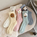 Women's Coral Velvet Cute Cartoon Mid-Tube Crew Socks Winter Warm Home Sleeping Anti-Slip Sustainable Knitted Design Casual