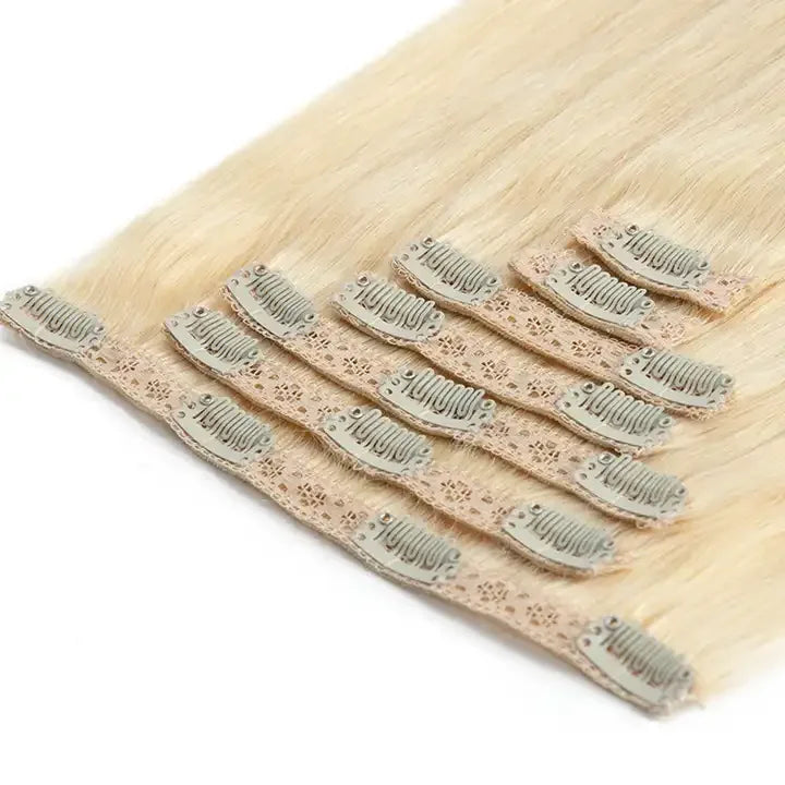 Inice Salon Quality Hair Extensions Brazilian Invisible Clip Ins Bright Blonde Virgin100% Remy Lace Clip in Hair Extension