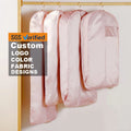 Custom Logo High Quality Soft Satin Silk Garment Dress Suit Packaging Travel Cover Hanging Bags