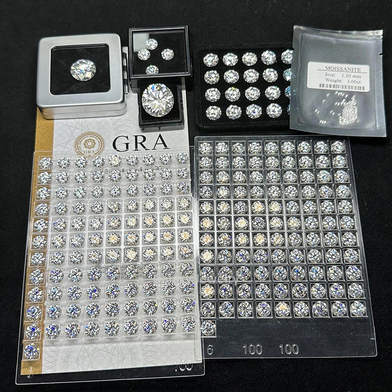 Fine Jewelry GRA Certificate Loose Moissanite Round Solitaire Diamonds White Color DEF Color VVS Moissanite Stones