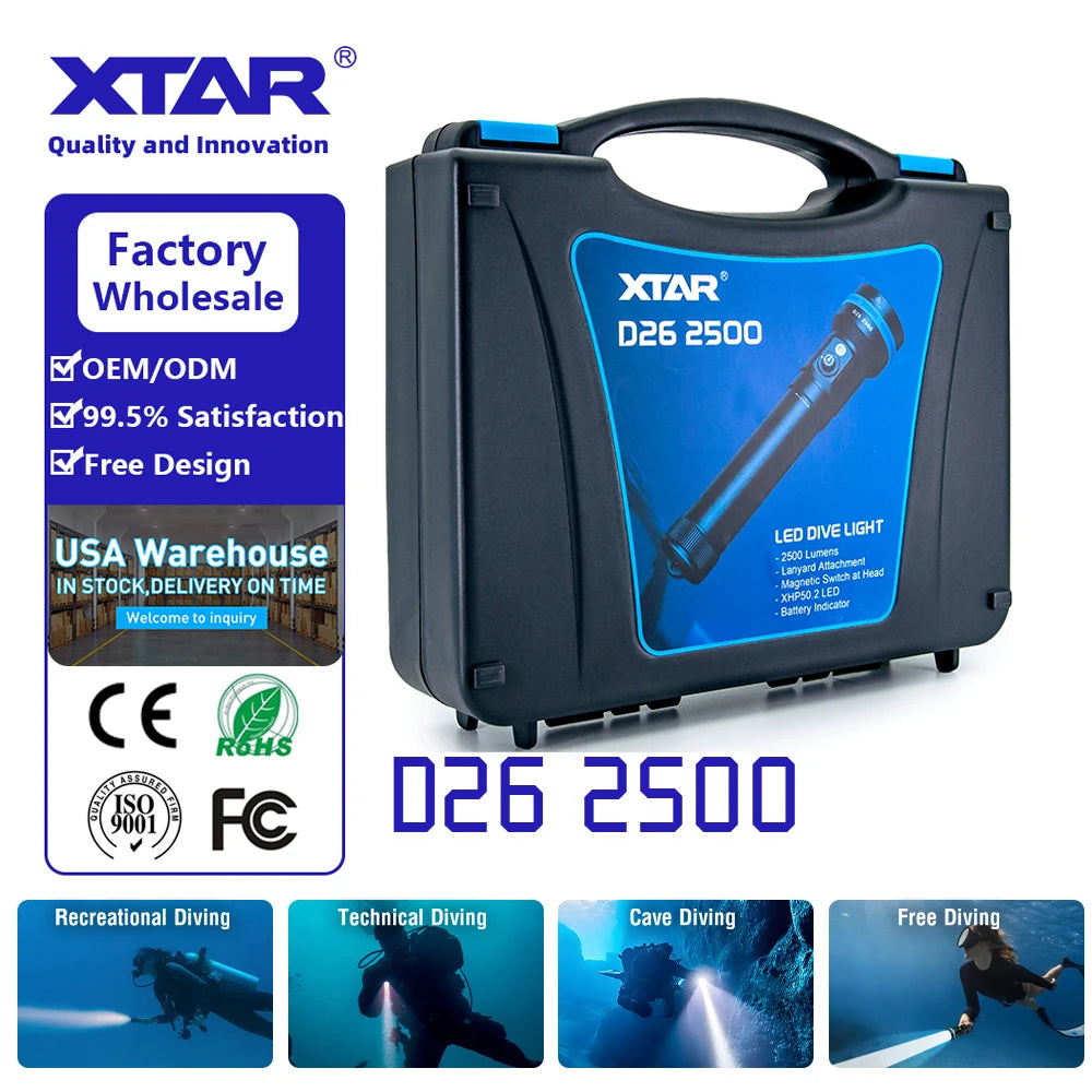 Wholesale Xtar D26 Long Range Powerful Torch Spotlight Strong Light Long Distance Underwater 100m Led Flashlight