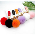 New Style Wristlet Leather Pompom Keychain Luxury Leather Lanyard Keychains Designer Wrist Strap Keychain