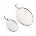 Stainless Steel 18x25mm 30x40mm Oval Inner Size Pendant Cabochon Base Cameo Blank Setting Charm Tray for DIY Jewelry