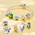 Cute Rabbit Sterling Silver Zircon Charms NGTC Certified Unisex Multiple Sizes for DIY Bracelets & Jewelry Making