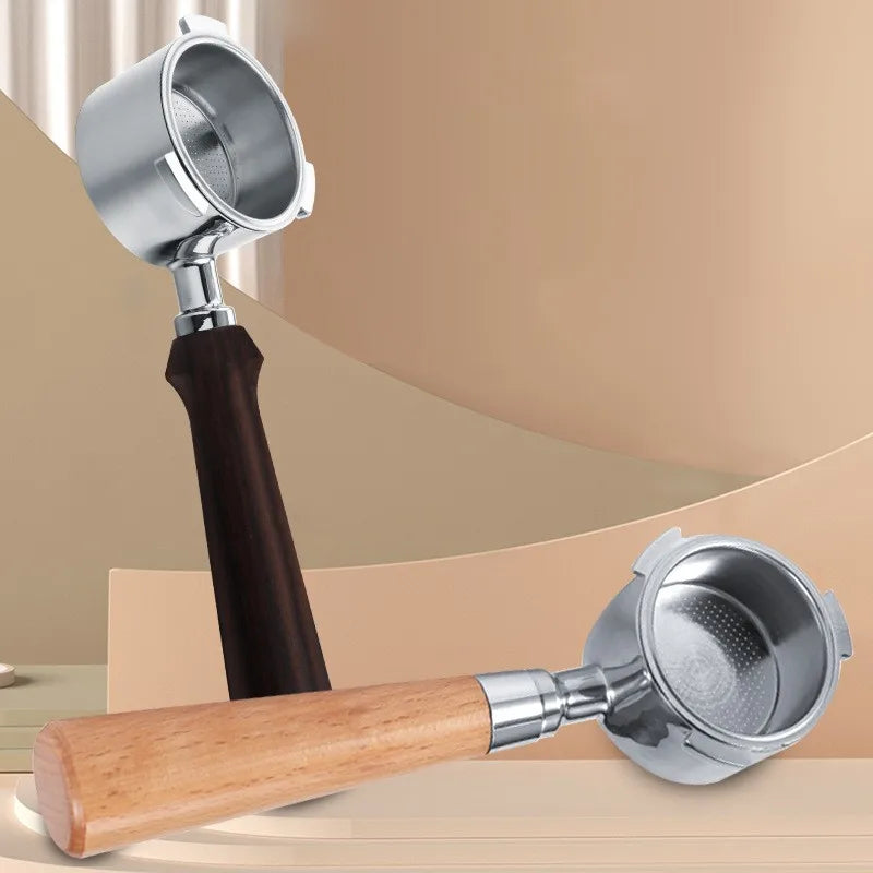 Wooden Espresso Coffee Tools Stainless Steel Basket and Bottomless Coffee Portafilter 51mm Wooden Handle for Coffee
