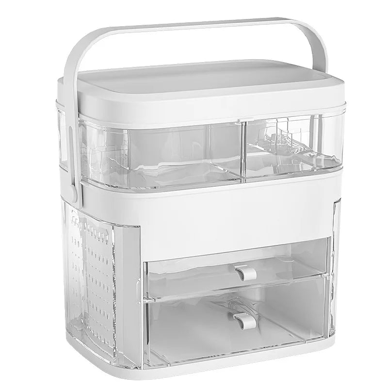 Fashion Plastic Large Capacity Desktop Makeup Organizer Storage Box Dustproof Cosmetics Storage Container