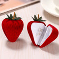 Lovely Strawberry-Shaped Velvet Flocking Jewelry Trinket Case Ready to Ship Wedding Ring Box Storage Solution