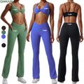 Women's Plus Size Yoga Set Custom Logo Quick Dry Fitness Gym Bra Flared Pants Breathable Sustainable