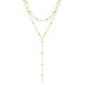 Women's Vintage Geometric Stainless Steel 18K Gold Plated Link Lariat Necklace Double Layered Long Drop Pendant Choker