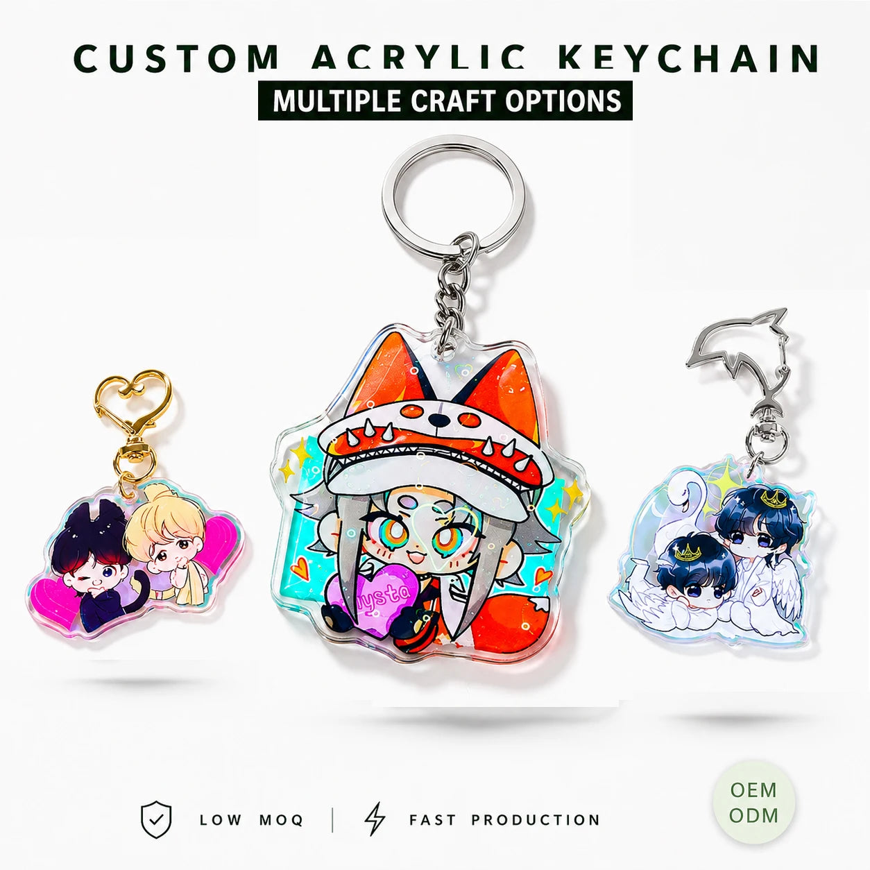 CNAWO Hot Selling Custom UV Printing Logo Cartoon Acrylic Digital Photo Anime Keychain Pendant Charms Accessories Gifts Fashion
