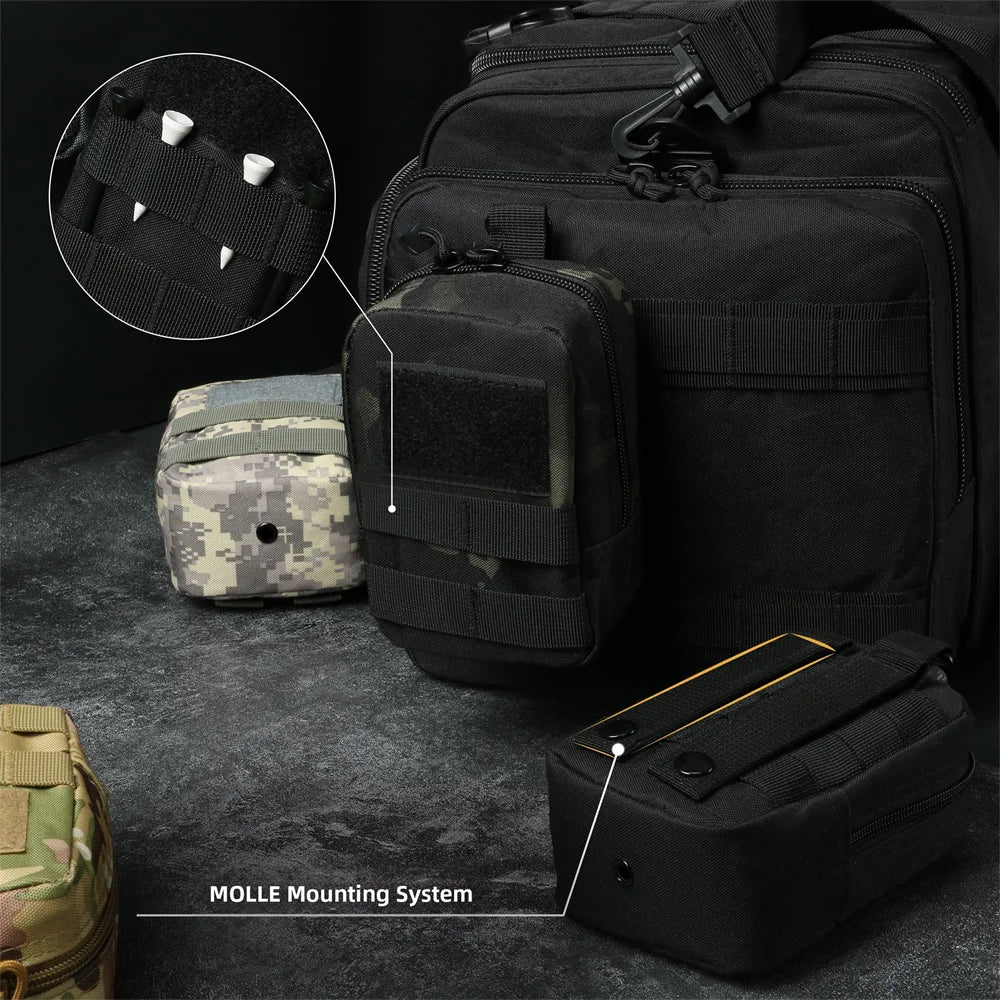 Tactical MOLLE Utility Pouch EDC Gadget Organizer with Belt Loop & Hook Smartphone Holder Bag for Outdoor/Hiking/Camping