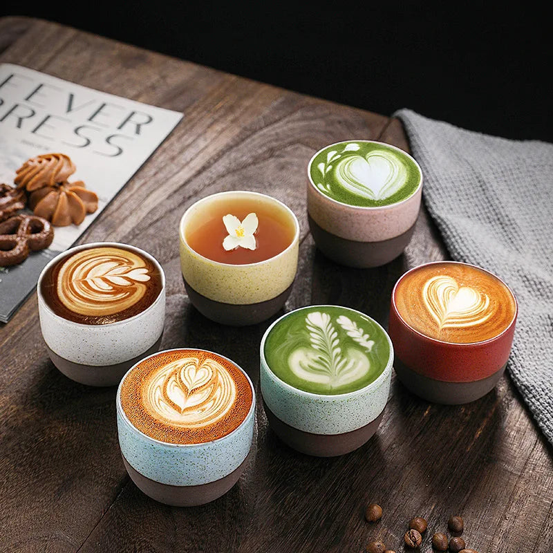 Custom logo Pottery Espresso Coffee Cup Creative Colorful with Spot Frosted Texture Small Cheap Wholesale