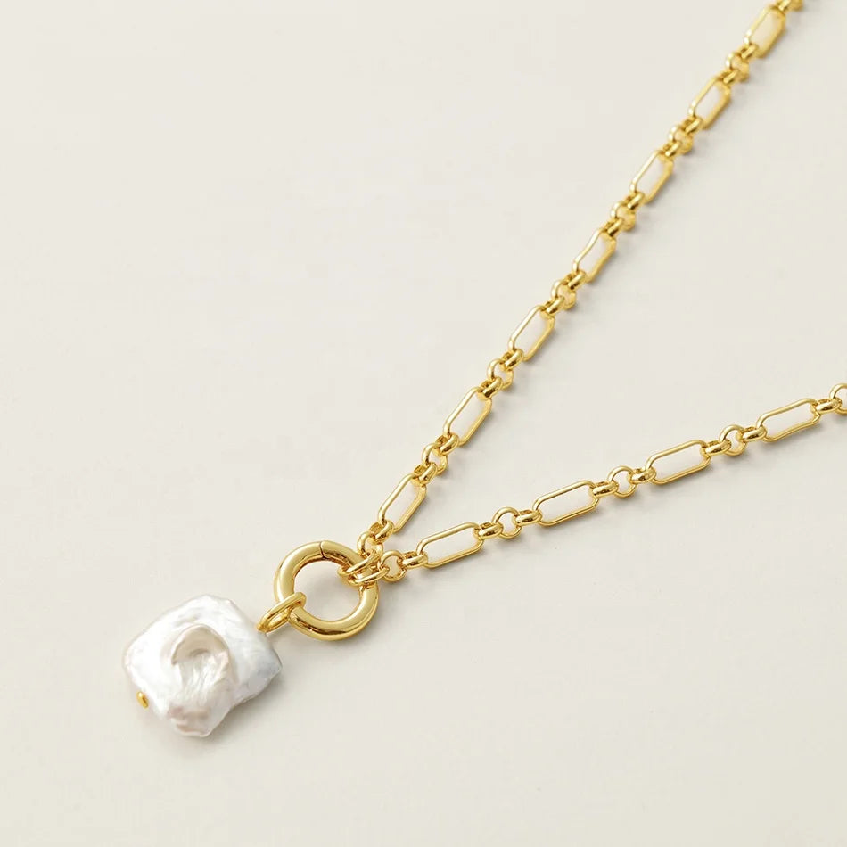 Nagosa Dainty 925 Sterling Silver 18k Gold Vermeil Baroque Freshwater Pearl Pendant Necklaces for Women