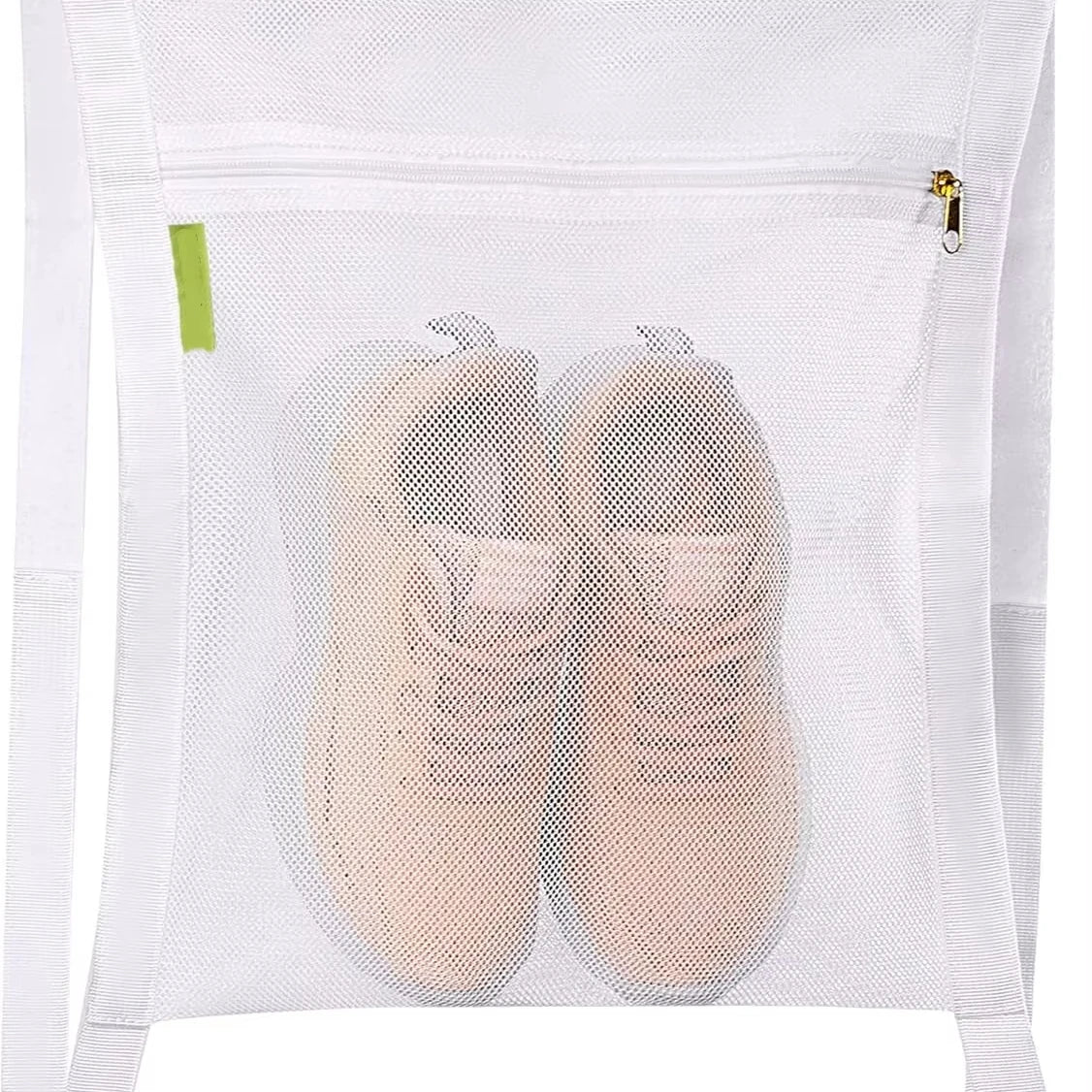 Large White Sneaker Dryer Wash Net Bag HoneyComber Mesh with Zipper Strap Reusable Shoes Clothing Laundry Tool for Home Use