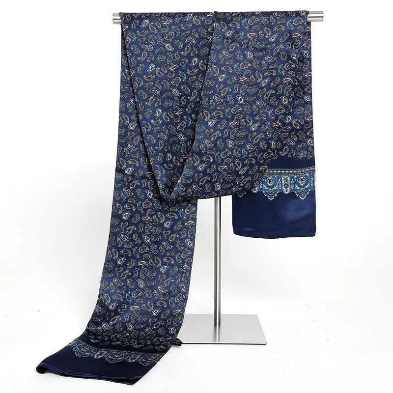 Natural Silk Men's Soft Satin Printed Plain Luxury Scarf 27cm X 170cm