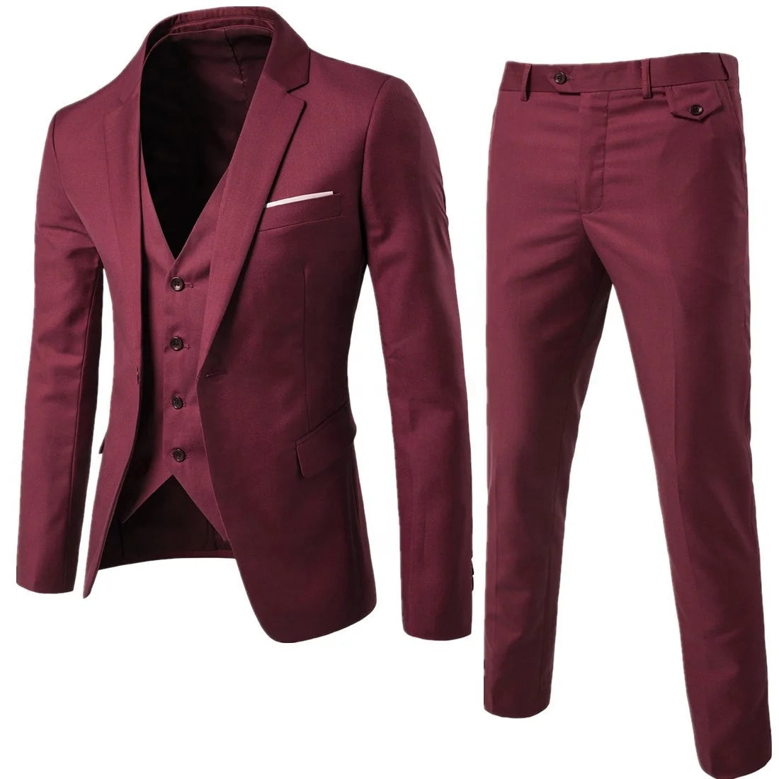 Plus Size Mens 3 Piece Groom Suits Big and Tall Blazer Tuxedo Vest Formal Skinny Pants Prom Outfits Wedding Suits