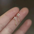 14K Gold Plated Pure 925 Sterling Silver Simple INS Fashion Zircon Geometric Shaped Drop Stud Earrings for Women Girls