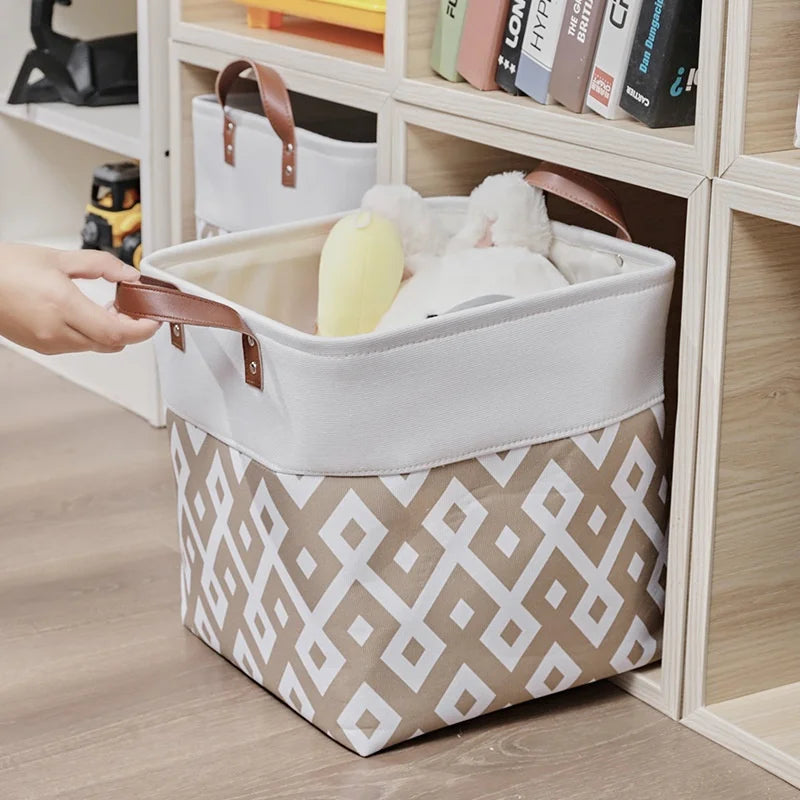 Fabric Toy Storage Basket Cotton Linen Square Storage Box for Quilts and Clothing Thickened Sundries Organizer MegaBDM