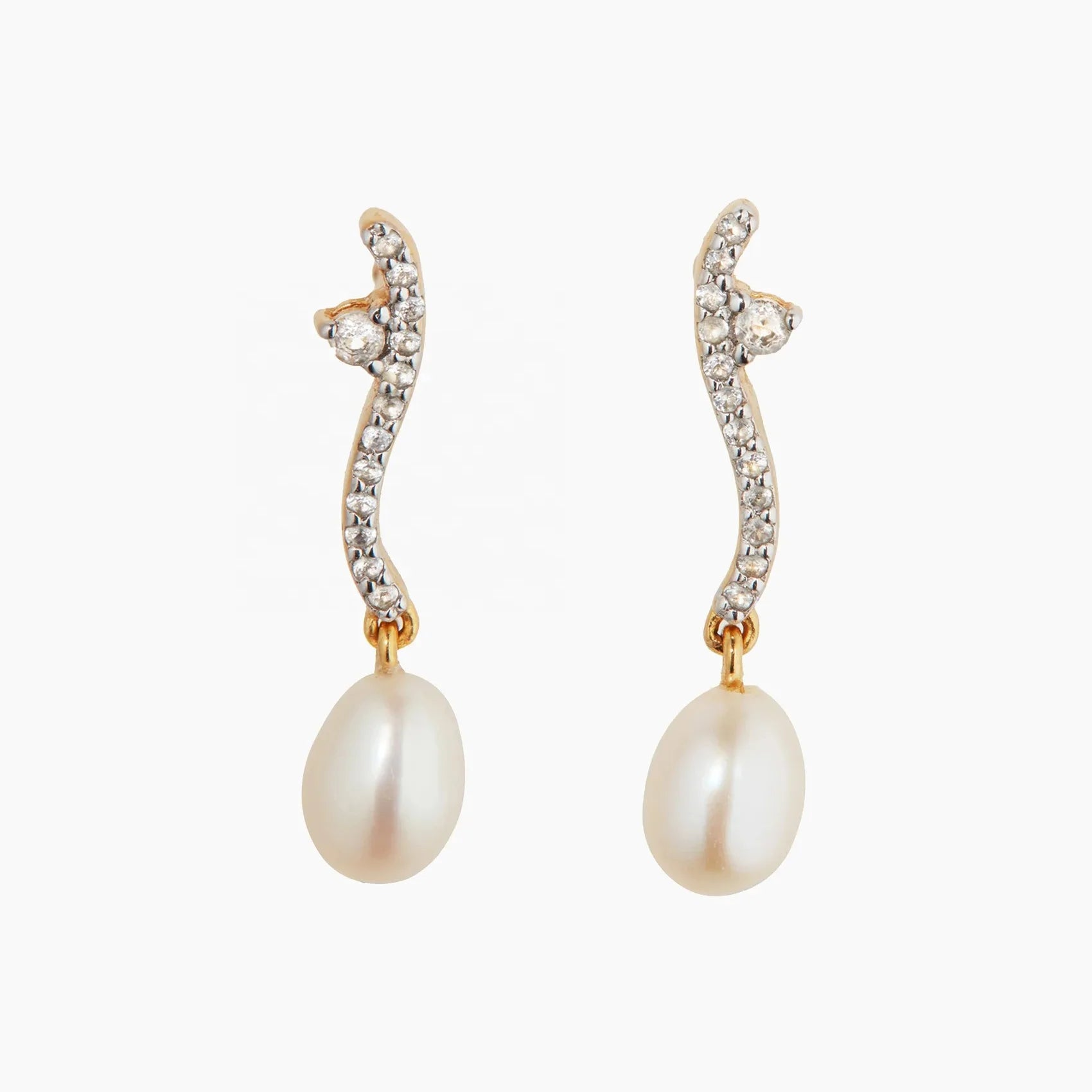 LOZRUNVE Custom 925 Silver Jewelry Classic Diamond Freshwater Pearl Drop Earring