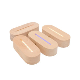Wooden Customized LED Beech Light Bases Night Light Oval Holder Long Strip Base for Bedroom Wooden Slot Bases Acrylic Lighting