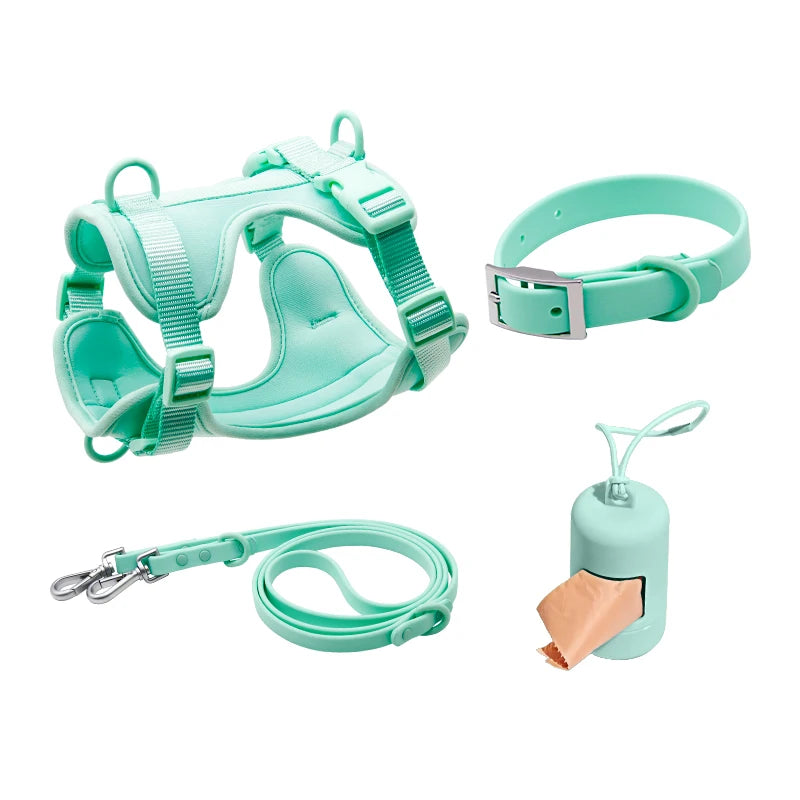 OEM Custom Luxury PVC Coated No Pull Dog Harness Set Waterproof Adjustable Pet Collar Leash Pet Supplies