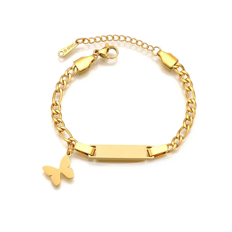 Diy Children Jewelry Custom Name bar Bracelet 18k Gold Plated Stainless Steel Custom Metal Name Plates Jewelry
