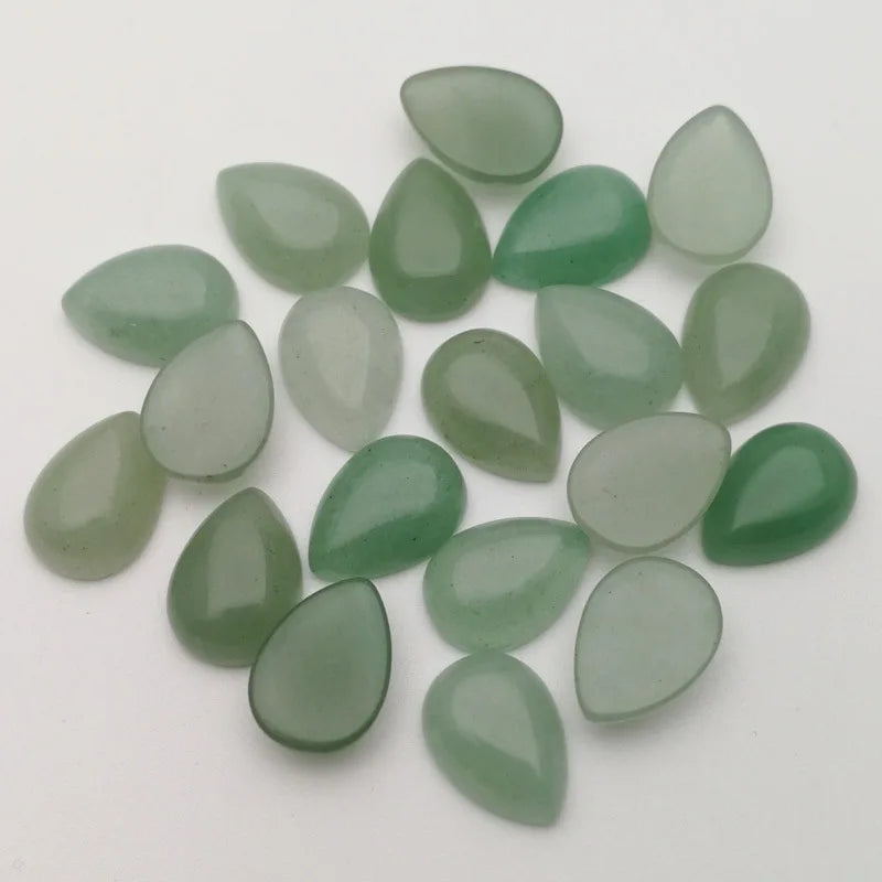 Huiying New Top Watermelon Cabochon Loose Gemstone Silver Jewelry Making Stone Handmade Green Aventurine Jade 10*14mm Cabochon Crafts