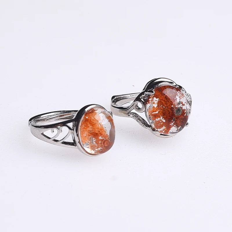 Wholesale Natural Crystal Stone Adjustable Ring Natural Cheap Green Phantom Rings Crystal Stone Ring