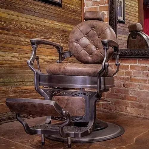 Hydraulic Back Reclining Salon Chair Antique Brown Mens All Purpose Barber Chair