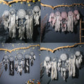 5pcs Boho Macrame Feather Dreamcatchers Wall Hangers Crystal Home Ornament Collection for Bedroom Wedding Decor