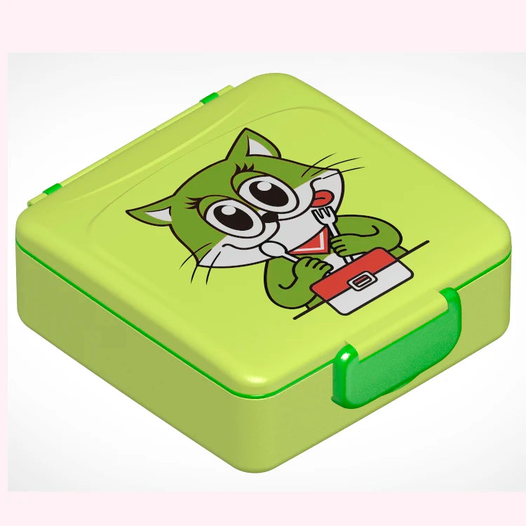 Classic Style Square Single Layer Bento Box Leakproof Compartment Adult Kids Lunch Box Plastic Food Storage Containers Sauce Cup