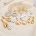 SUMMLY Vintage Wholesale Simple Two Color Spliced Geometric Patterns 18K Gold Plated Stainless Steel Earrings Fashion Jewelry