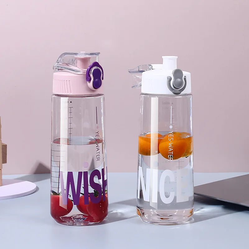 Plastic Sports 600ML Large Capacity Portable Water Bottle Drink Cup With Flip Lid Outdoor Straight Drink Bottle for Student