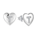 New Micro-Inlaid Zircon Stud Earrings Women 925 Sterling Silver Heart Letter Earrings