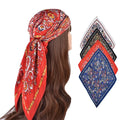 2024 New Arrival Imitated Silk Silk Satin 90cm Rhombus Milk Silk Paisley Print Fold Scarf Pleated Female Shawl Fashion Kerchief