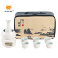 Portable Custom Japanese Ceramic Vintage Sake Pot and Cup Set with Gift Box for Business Gifts