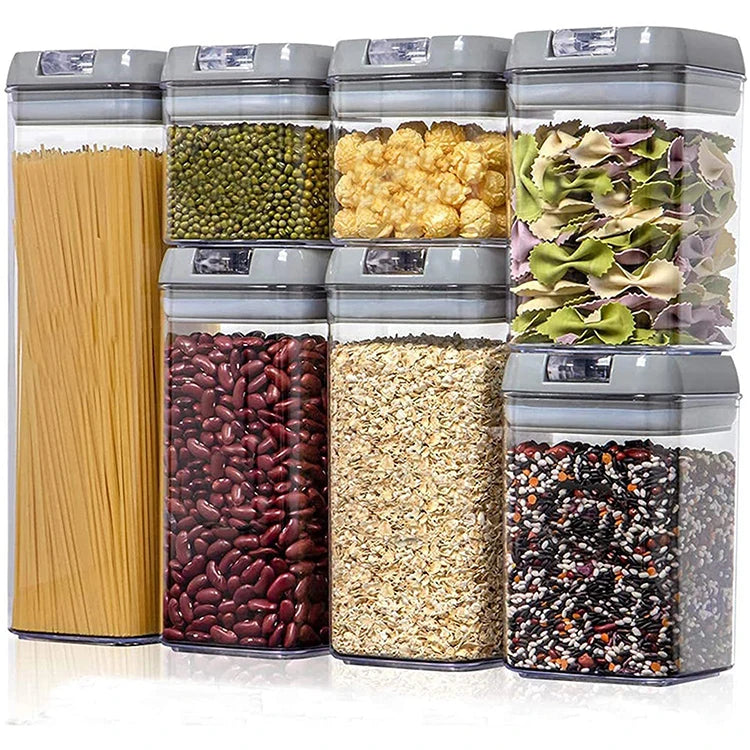 7 PCS Multifunctional Airtight Food Storage Container SetBPA Free Clear Durable Plastic Food Storage Containers With Lids