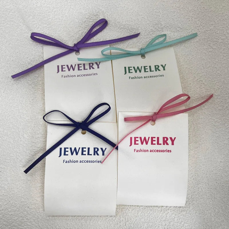 6x17cm Luxury Fabric Necklace Earrings Display Card Fashion Jewellery Label Hair Tie Necklace Earrings Holder Hair Loop Tag