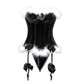 Off-Price Sexy Women's Black Bustier Corset Slim Waist Feathers Christmas Gorset Korset Top Shaper