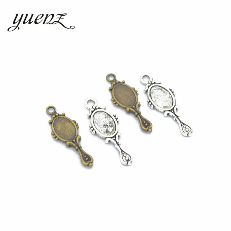 YuenZ 2 Colour Alloy Metal Antique Sliver Mirror Charm Jewelry Making DIY Handmade Craft 28*10mm J146