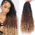 14 Inch Boho Crochet Box Braids With Curly Ends Bohemian Crochet Hair for Black Women Pre Looped Box Braids Crochet Hair