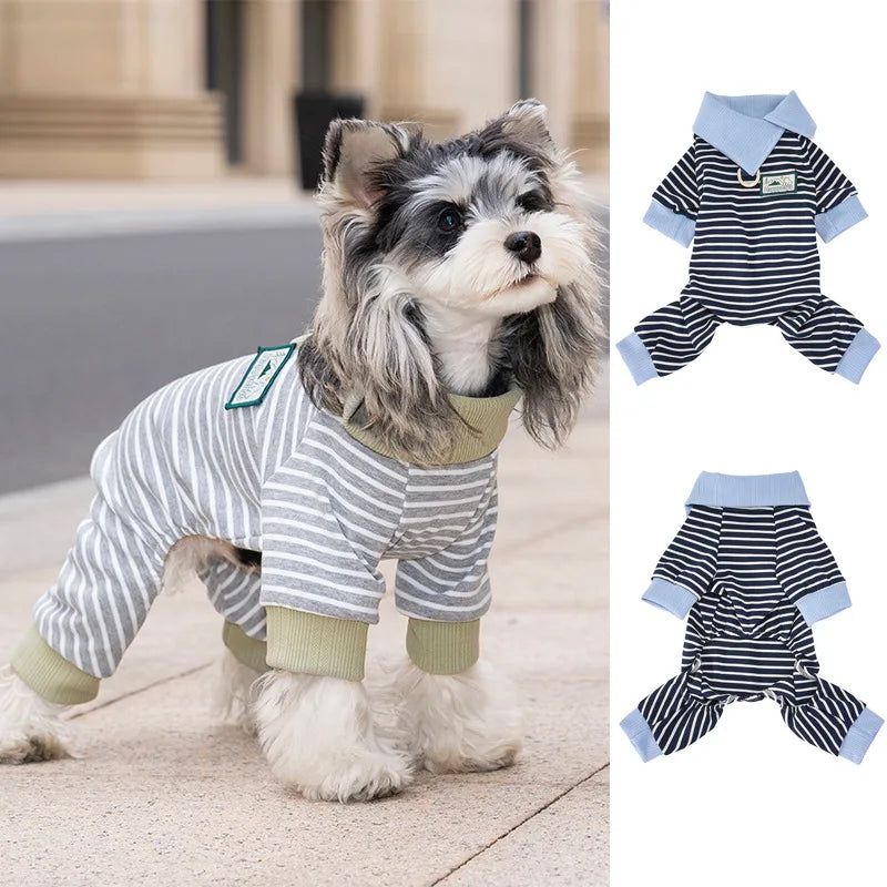 Pet Outfit Pet Clothes Breathable Dog Clothes Four Leg Clothes Spring Summer New Style 26 Large Collar Stripe Four Legs