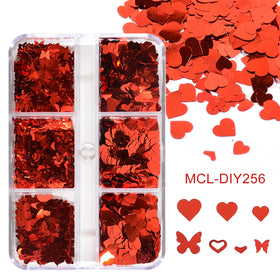 Red Color Valentine's Nail Art Sequin Nail Art Glitter Nail Art Sequins