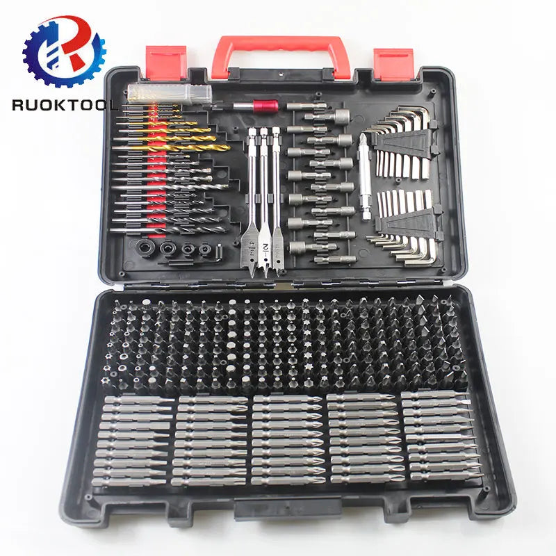 318 Piece HSS Multi-Function Toolbox Set Screwdriver Twists Drill Socket Bit Hardware Tool Set