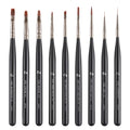 BW8 Professional Luxury Black Wood Handle Nylon Nail Art Brush Set Liner Oval Flat Crimped Ferrule Multifunctional Custom Logo