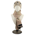 Luxury Designer Wool Khaki Beanie Hat Scarf Set Custom Logo Woven Embroidered Winter Warm Accessories for Men Adult Division