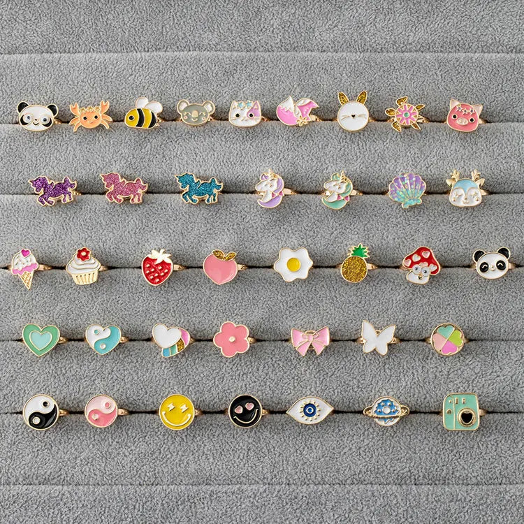 SC Wholesale Fashion Anxiety Rings Women TikTok Adjustable Gold Plated Spinning Icecream Bee Butterfly Fidget Ring for Kids Girl